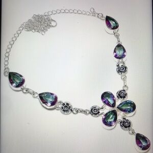 Mystic Topaz Stamped 925 Sterling Silver Necklace